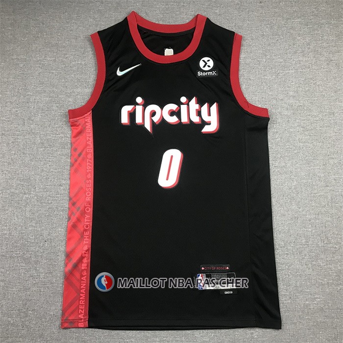 Maillot Portland Trail Blazers Damian Lillard NO 0 Ville 2021-22 Noir